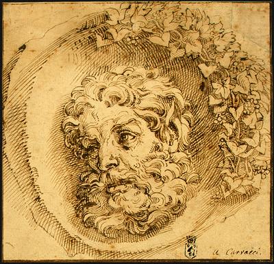 Head of a Faun in a Concave (roundel) dsf, CARRACCI, Agostino
